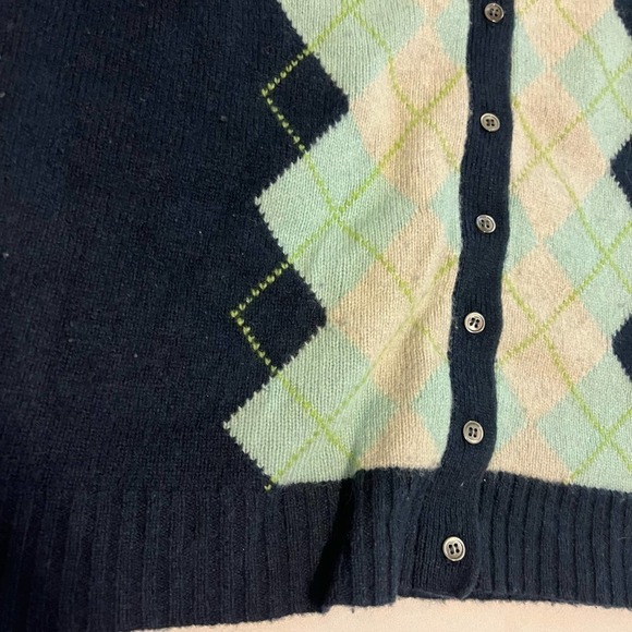 J. Crew wool blue button down argyle sweater M - Picture 4 of 6
